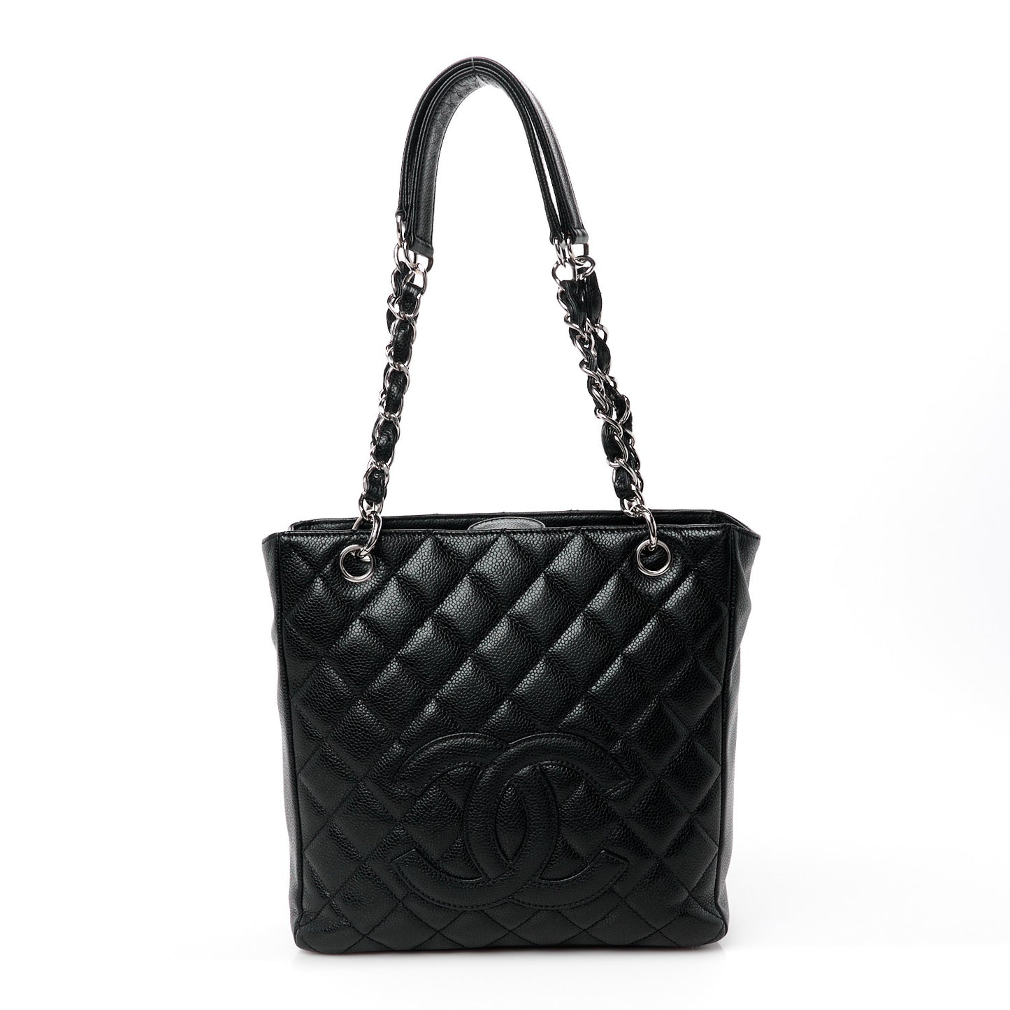 Caviar Quilted Petit Shopping Tote PST Black