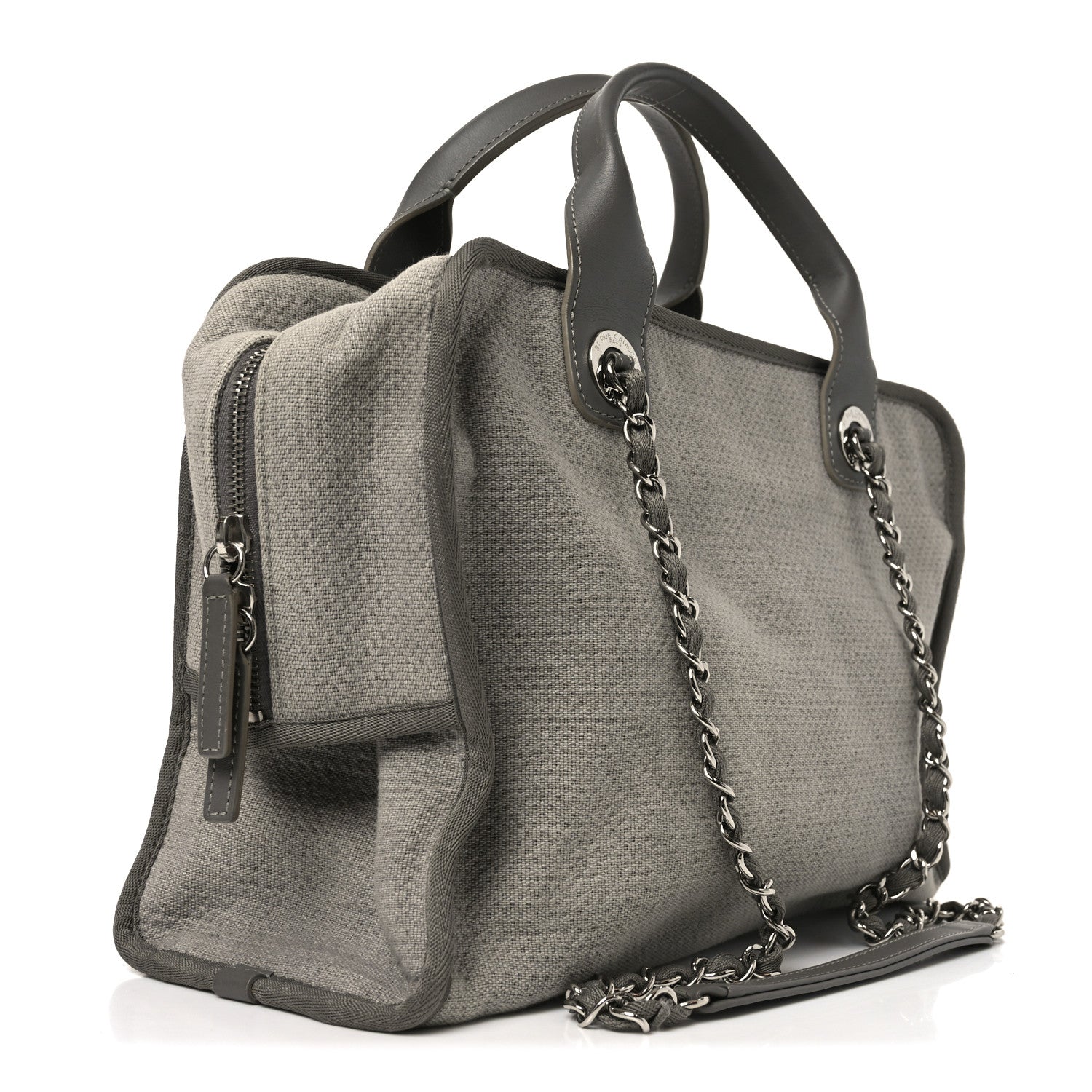 Chanel Denim Deauville Bowling Bag Grey 3 of 10