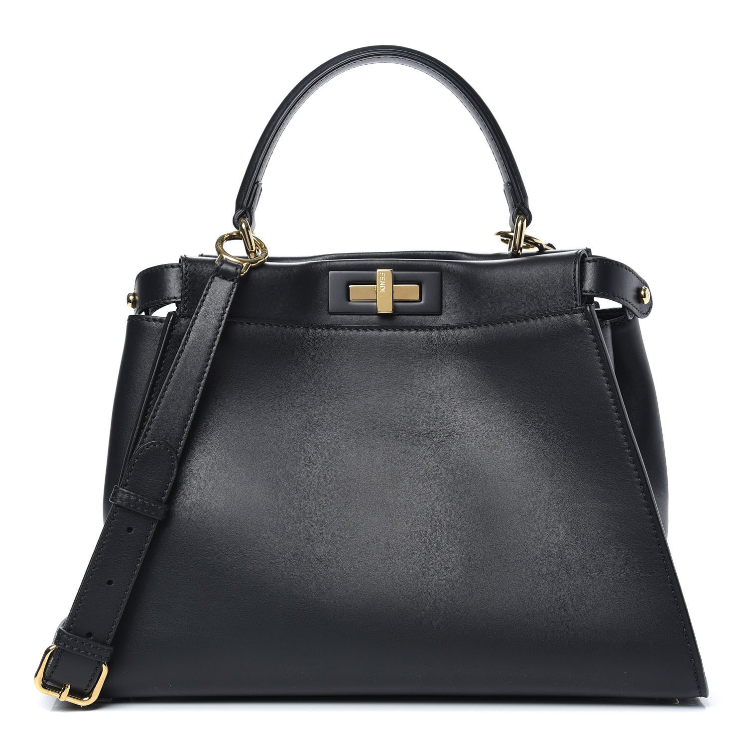 Fendi Vitello Seta Monster Eyes Medium Peekaboo Iconic Satchel Black 1 of 10