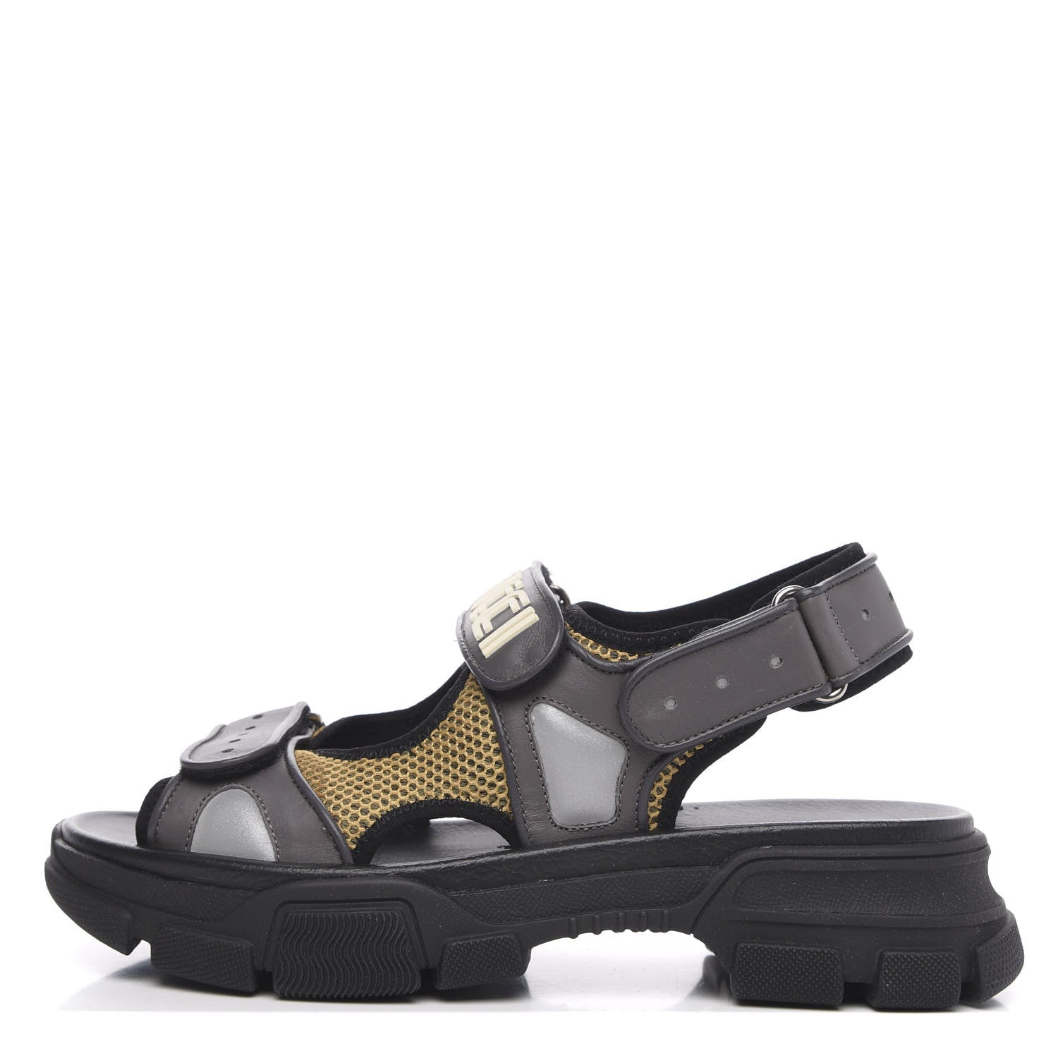 Gucci X SEGA Nappa Mesh Mens Aguru Sandals 9 Loess Black 1 of 10