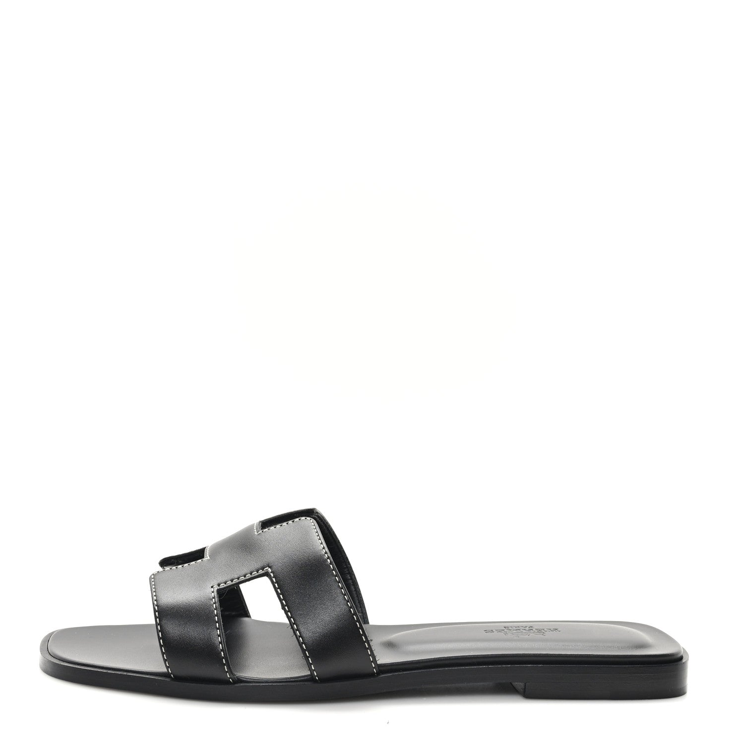 Hermes Box Calfskin Oran Sandals 38 Black 1 of 10