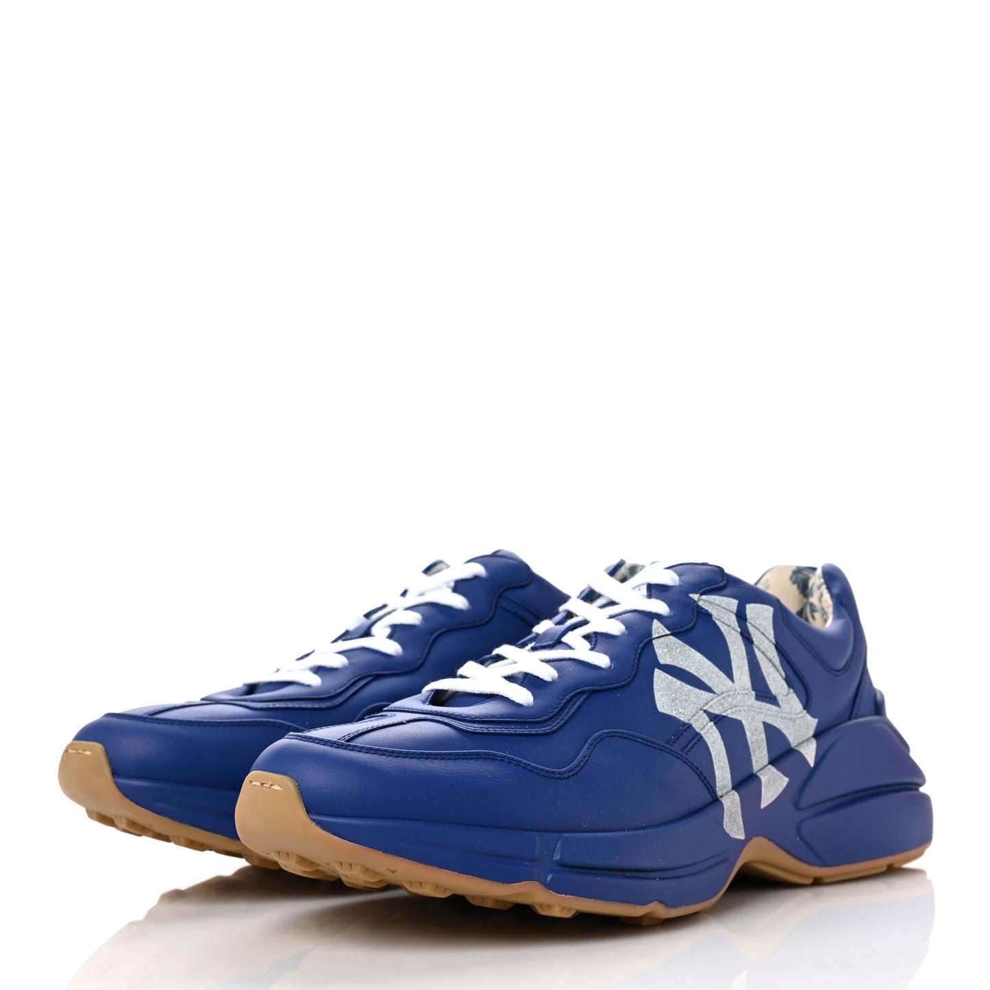 X MLB Calfskin NY Yankees Mens Rhyton Sneakers 10 Electric Blue