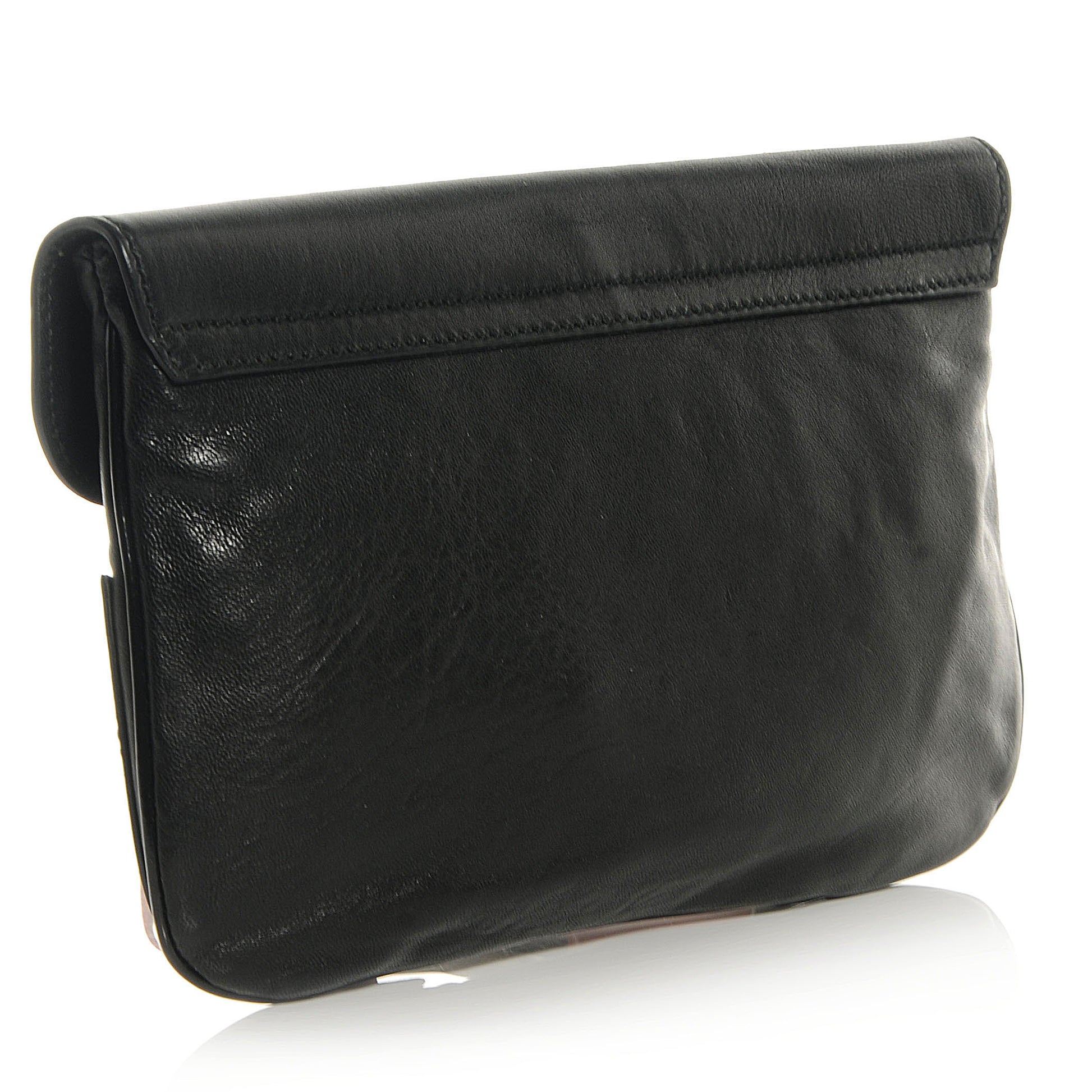 Balenciaga Leather Lune Clutch Black 3 of 7