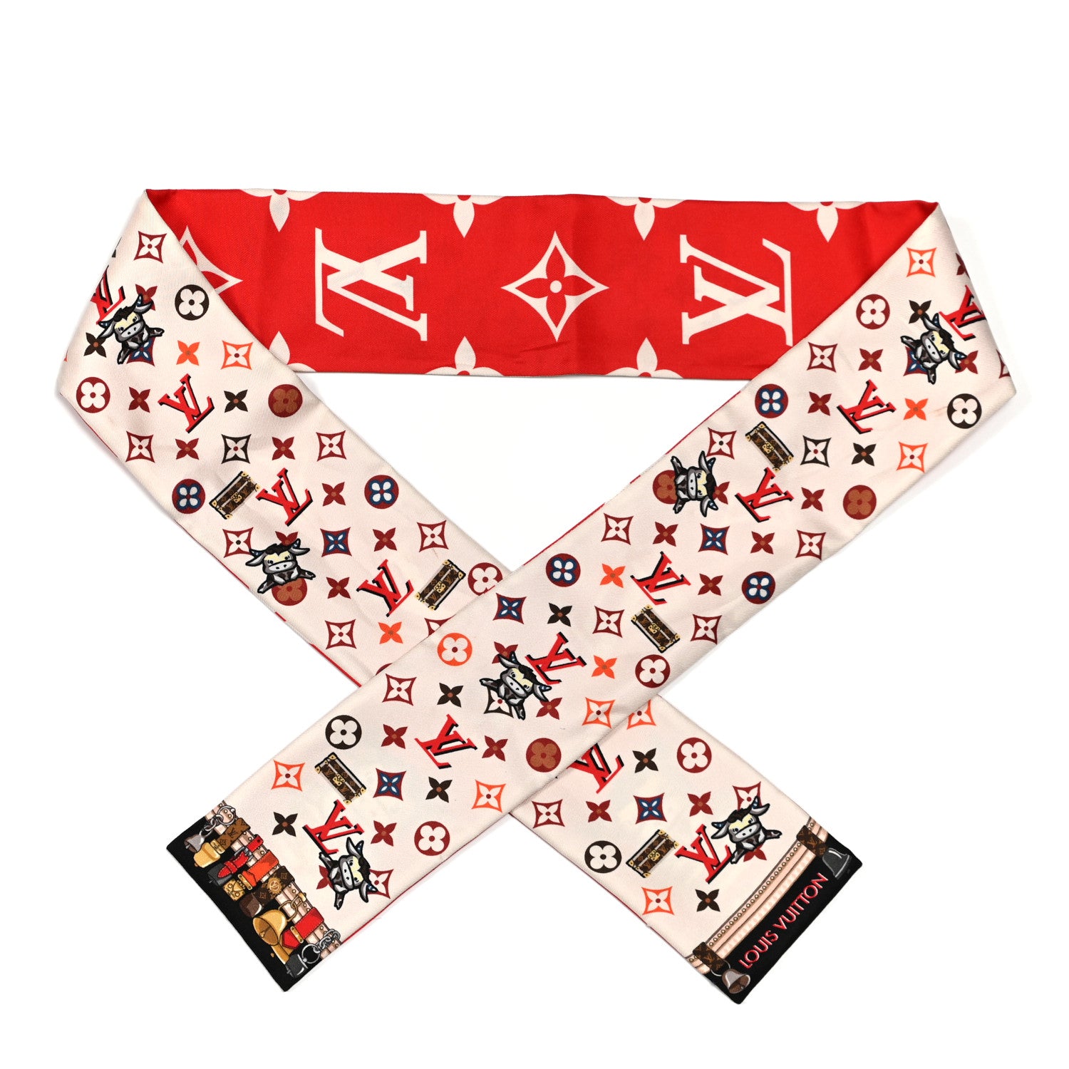 Louis Vuitton Silk Monogram Rodeo Bandeau Red 1 of 3