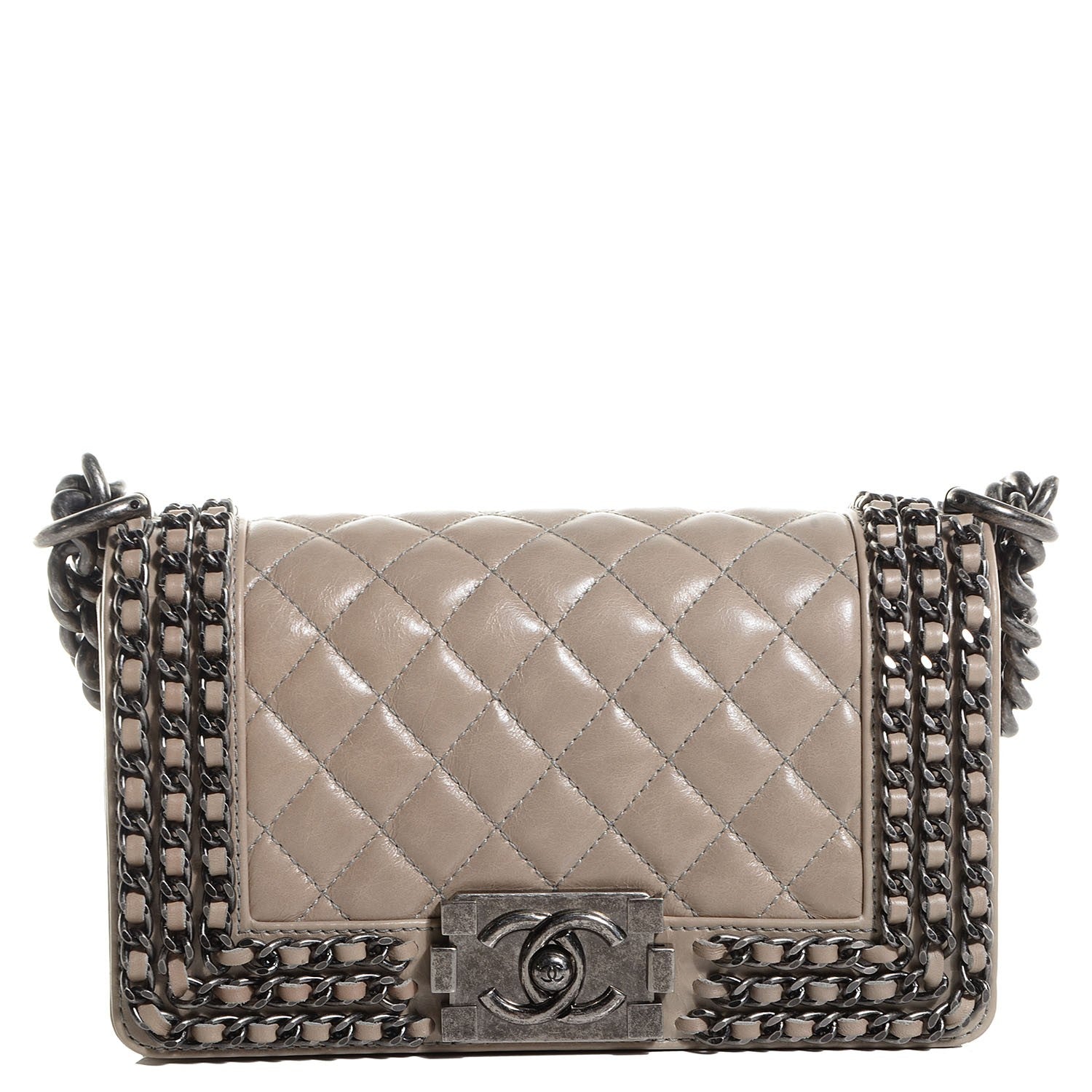 Chanel Calfskin Small Boy Chained Flap Beige 1 of 9