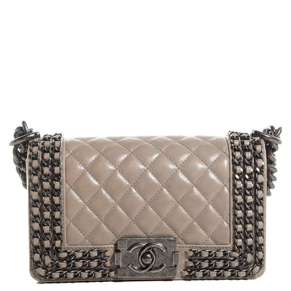 Chanel Calfskin Small Boy Chained Flap Beige 1 of 9