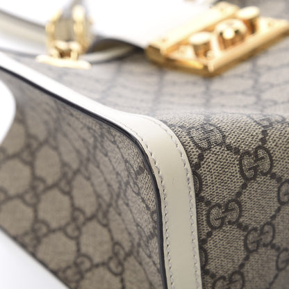 Gucci GG Supreme Monogram Moon Calfskin Small Padlock Tote Beige Ebony Mystic White 11 of 12