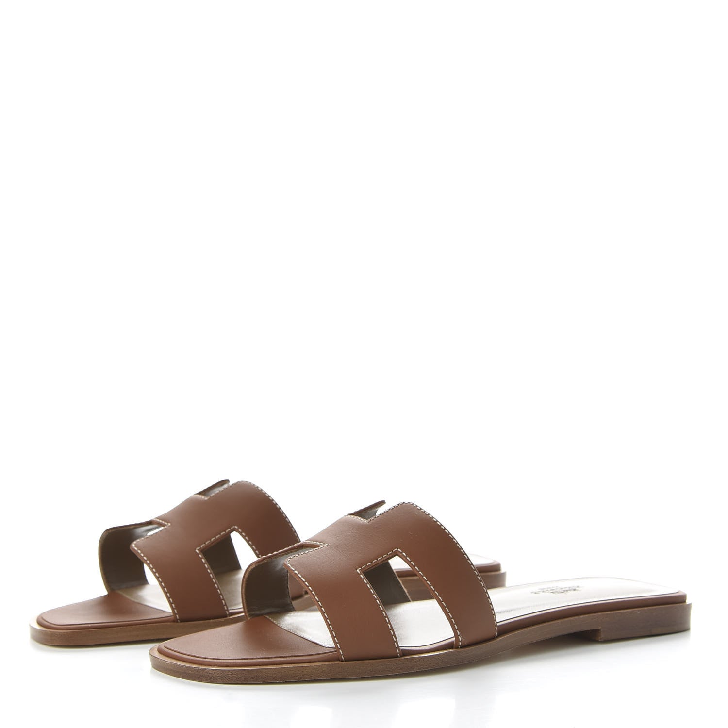 Hermes Box Calfskin Oran Sandals 38 Gold 2 of 9