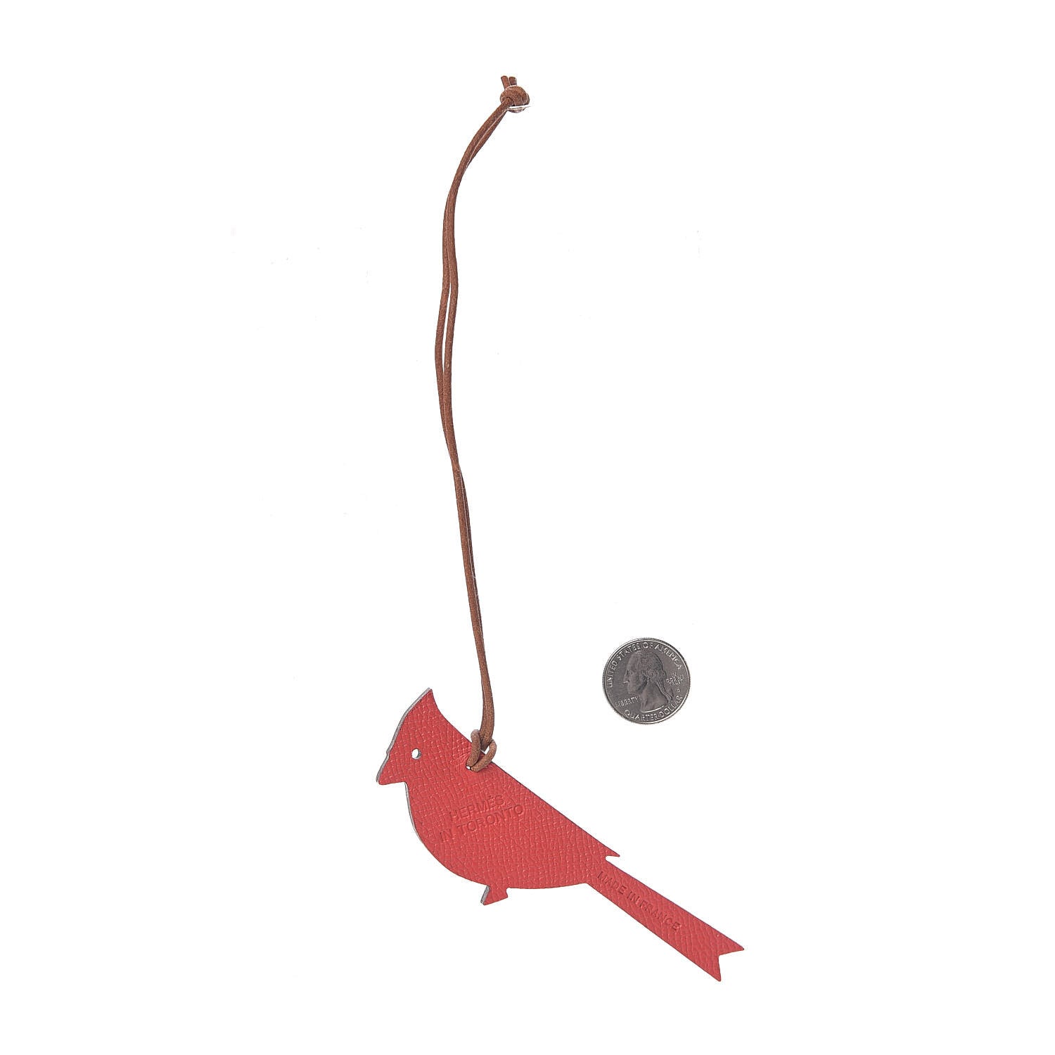 Hermes Togo Epsom Petit H Bird Bag Charm GM Rouge De Coeur 2 of 5