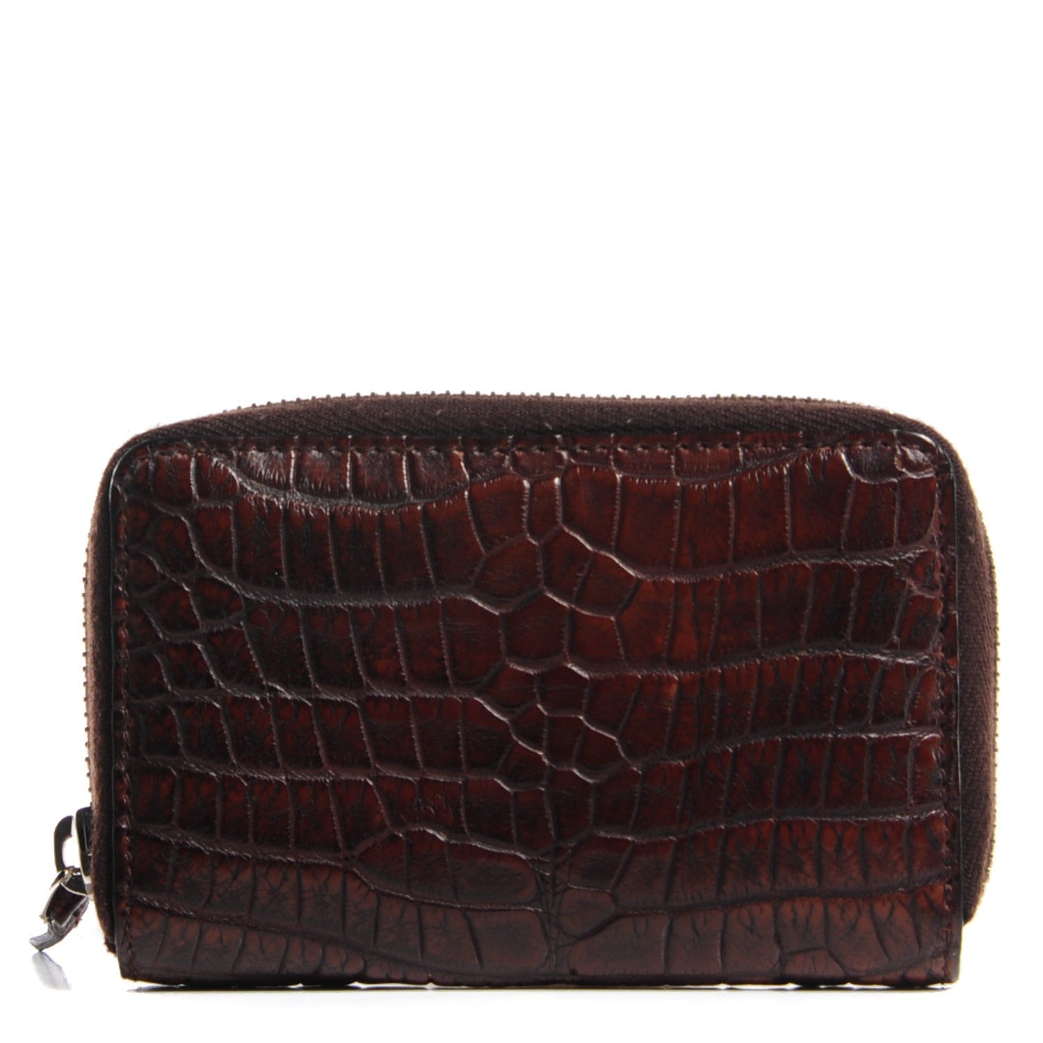 Gucci Crocodile Zip Around Card Case Brown 1 of 7