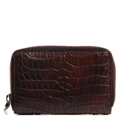 Gucci Crocodile Zip Around Card Case Brown 1 of 7
