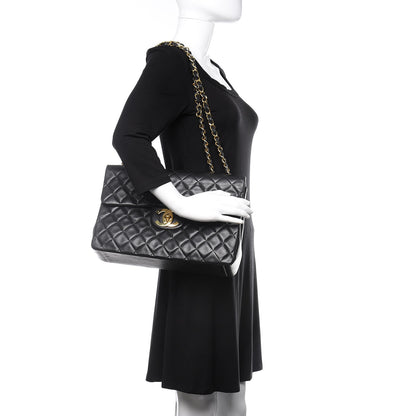 Chanel Lambskin Quilted XL Jumbo Single Flap Black 2 of 15