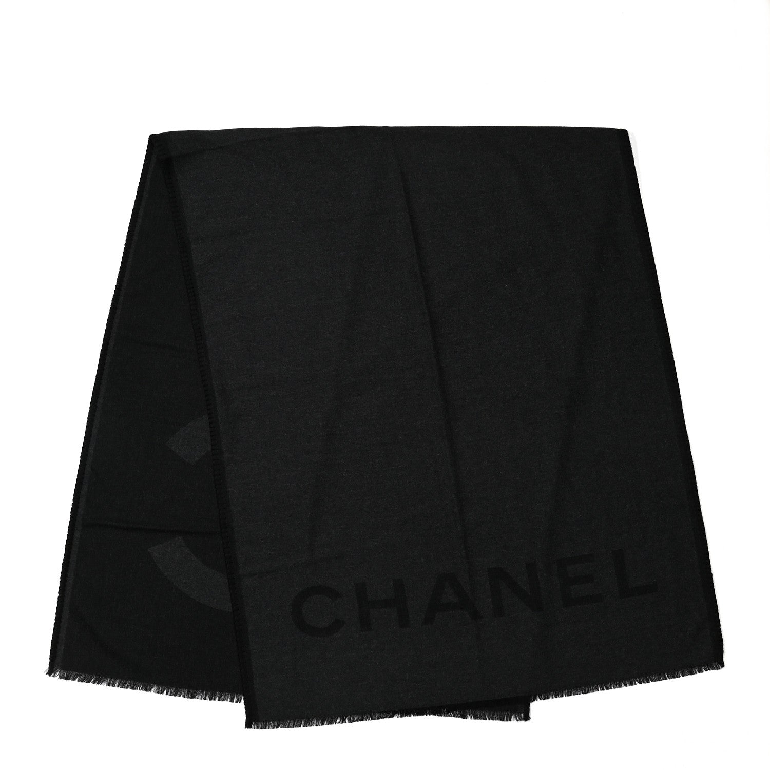 Chanel Cashmere CC Logo Stole Black 2 of 4