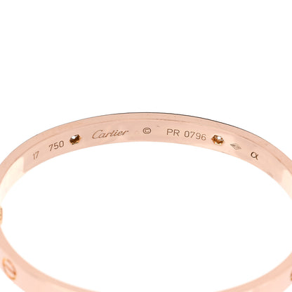 Cartier 18K Pink Gold 4 Diamond LOVE Bracelet 17 5 of 6