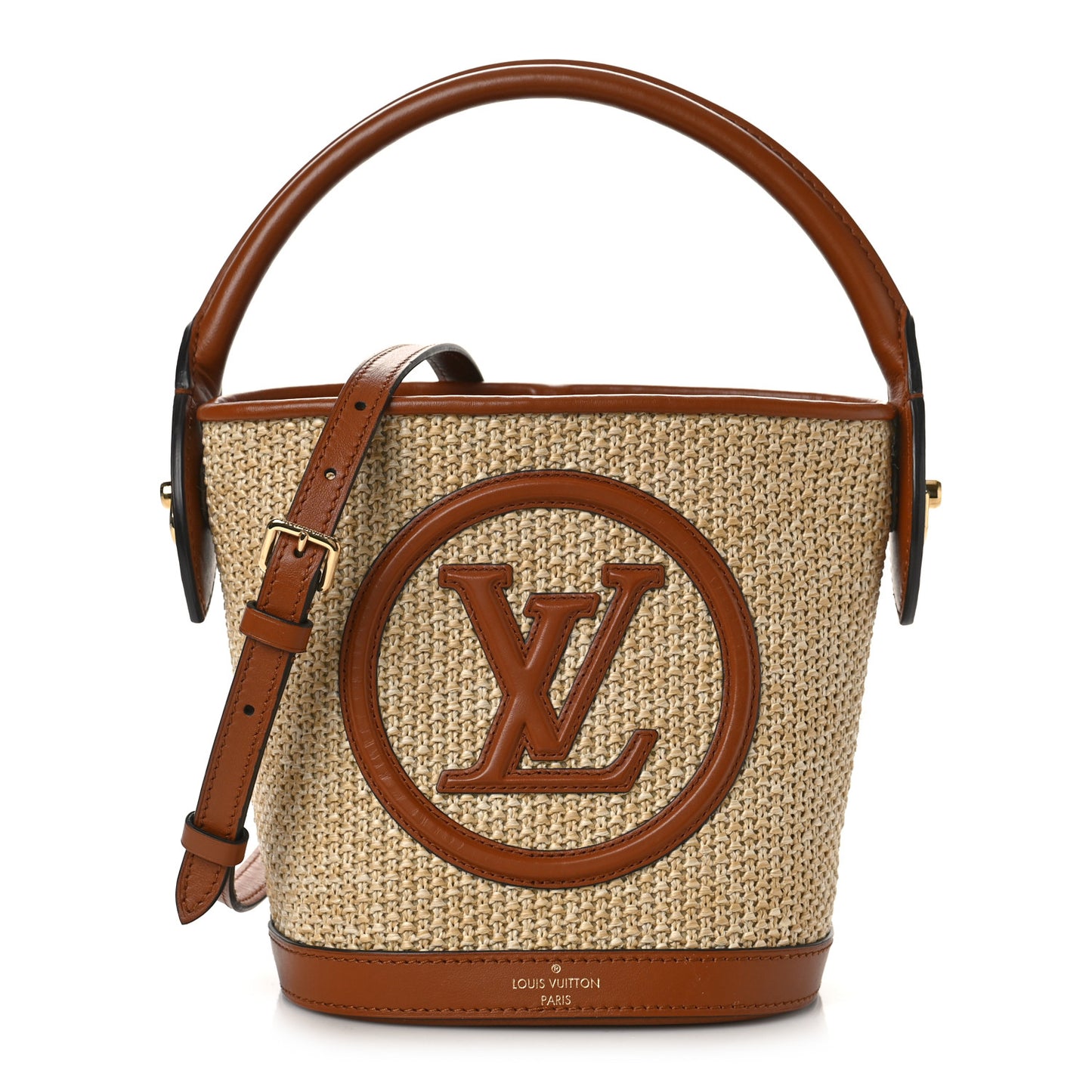 Kitted Raffia Petit Bucket Caramel