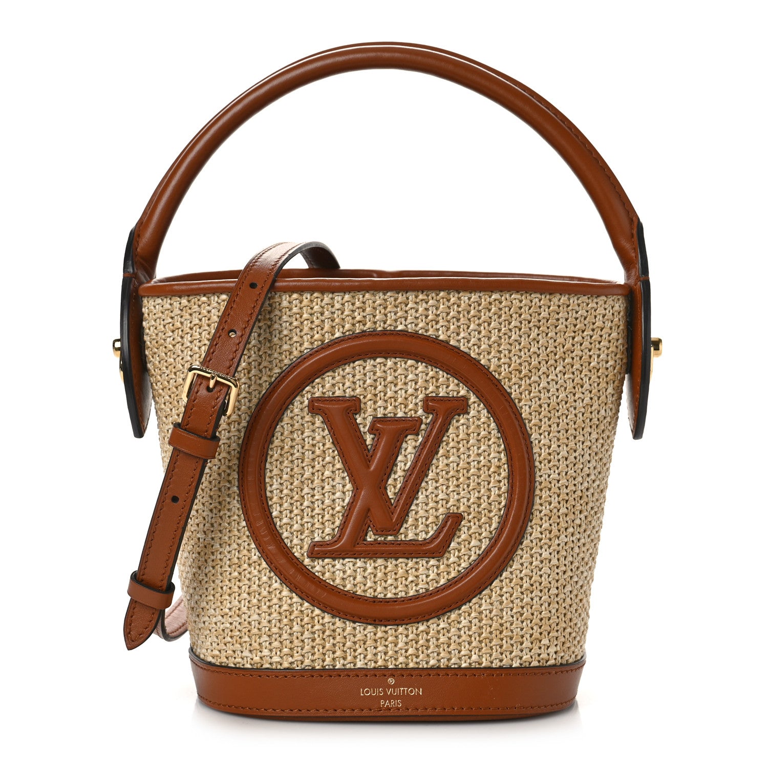 Louis Vuitton Kitted Raffia Petit Bucket Caramel 1 of 8