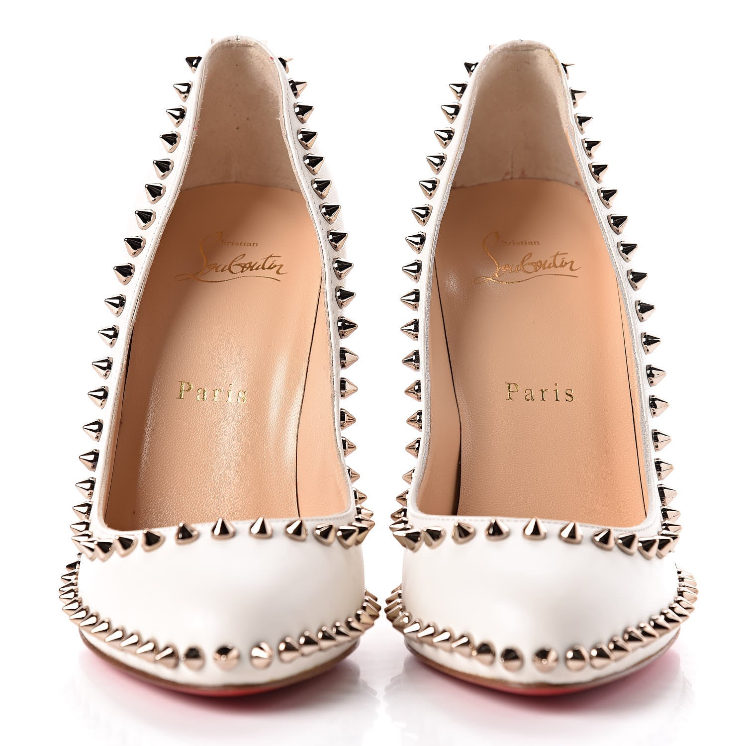 Christian Louboutin Kid Specchio Dorispiky 100 Pumps 37 Neige Colombe 2 of 11