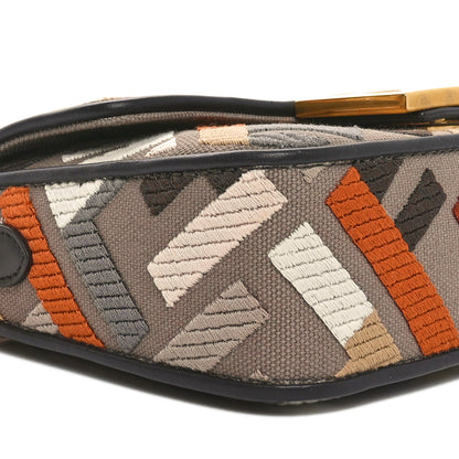 Fendi Canvas Vitello King Seta FF Embroidered Mini Baguette Tartufo Ebano Multicolor 9 of 10