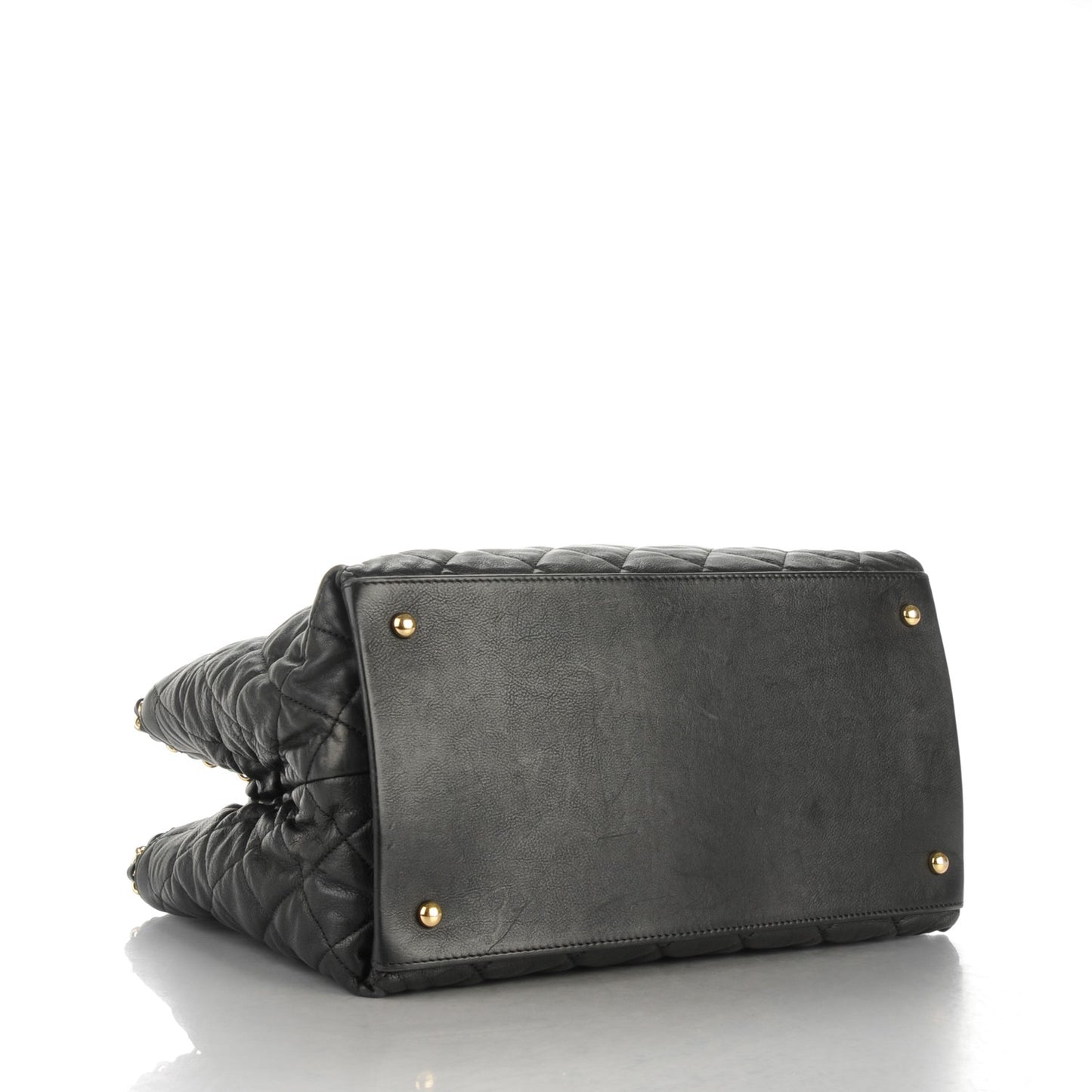 Calfskin Quilted Small Chain Me Tote Black
