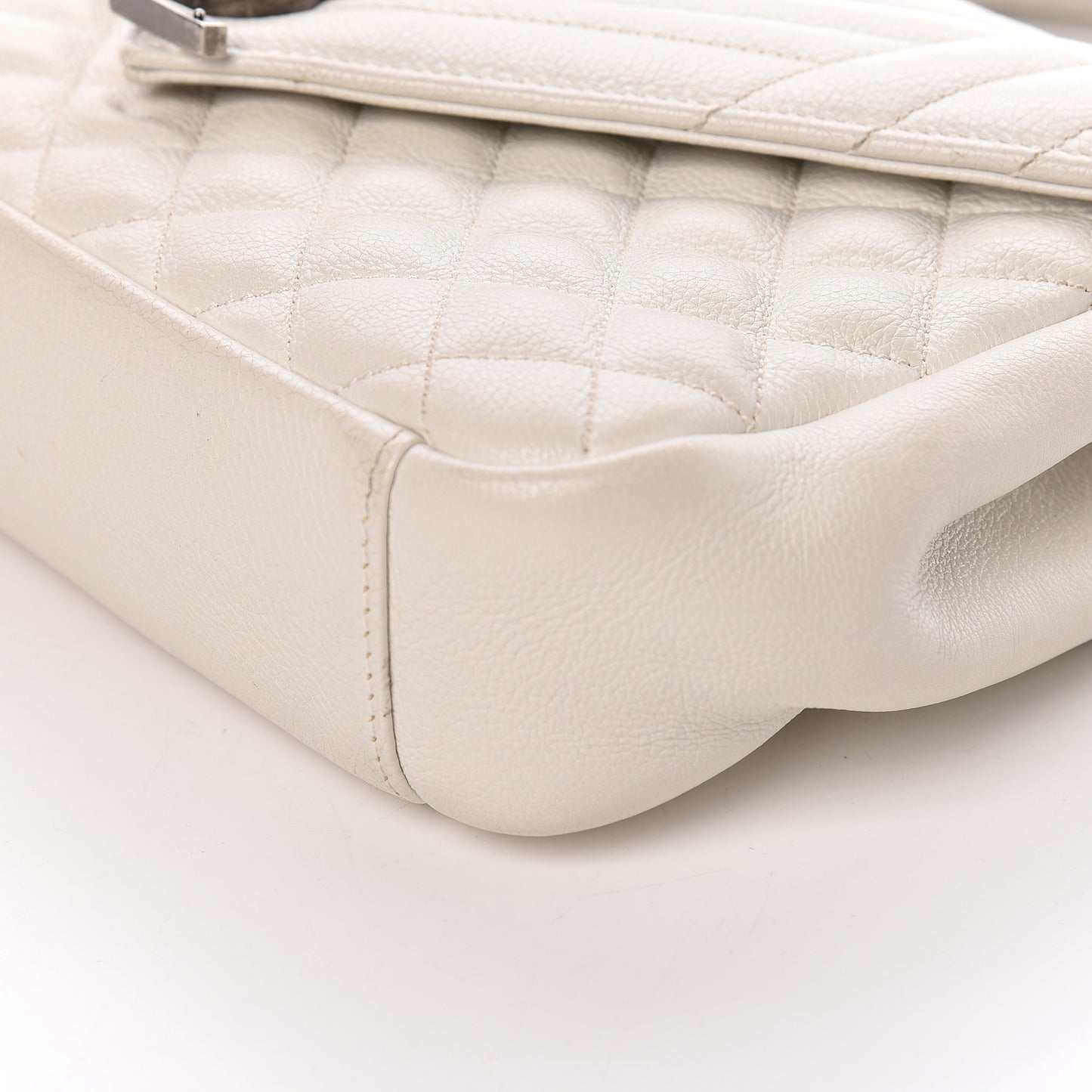 Sheepskin Medium Tri-Quilt College Monogram Satchel Porcellana