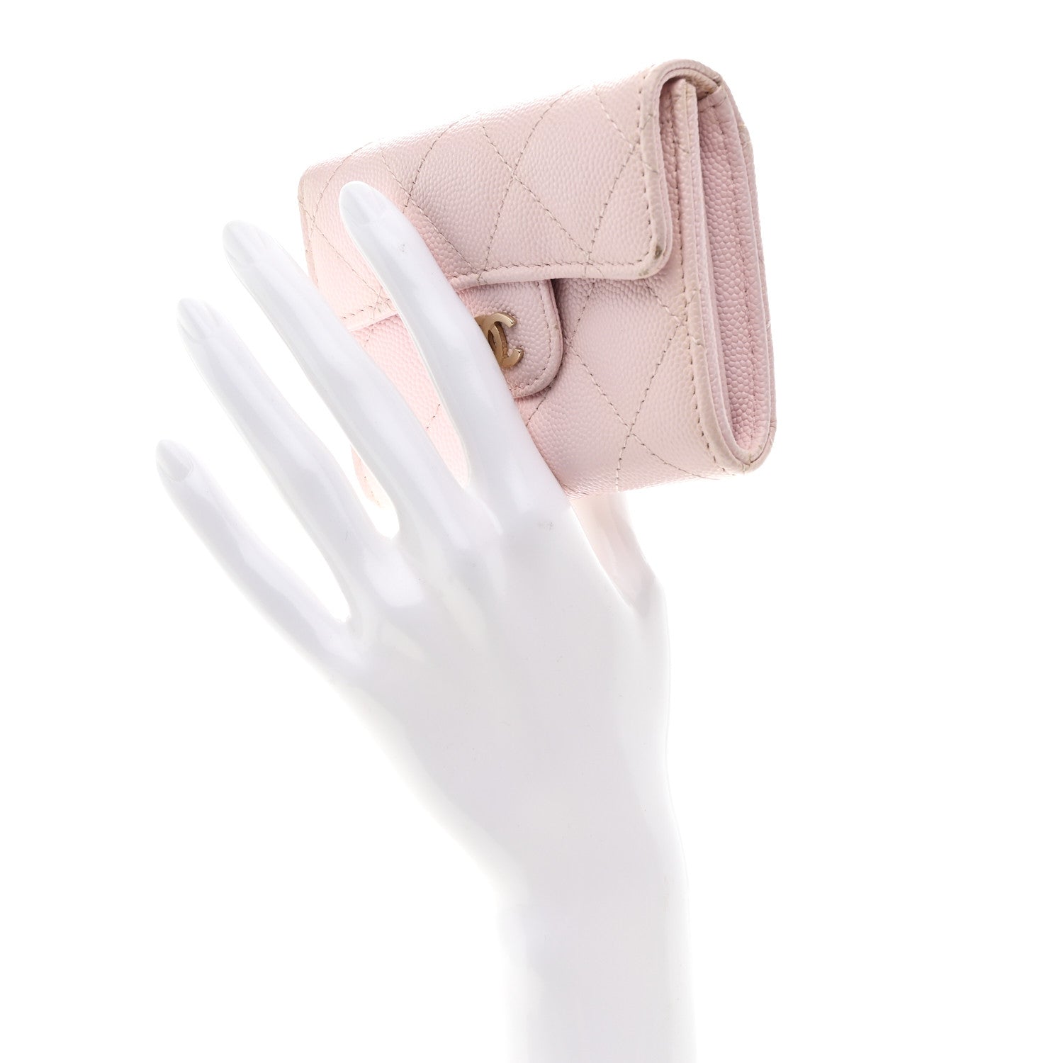 Chanel Caviar Quilted Flap Card Holder Wallet Light Pink 2 of 9