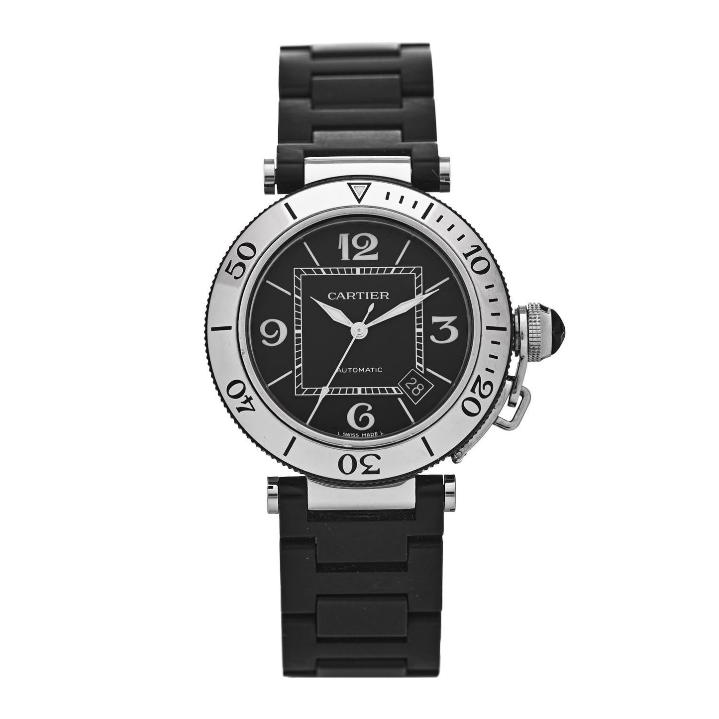 Stainless Steel Rubber 40mm Pasha C Seatimer Automatic Watch Black