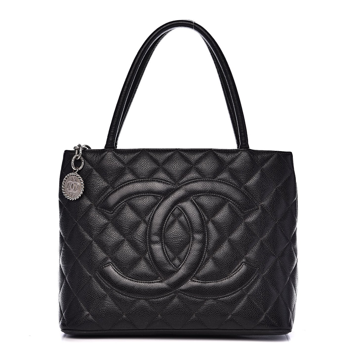 Caviar Quilted Medallion Tote Black