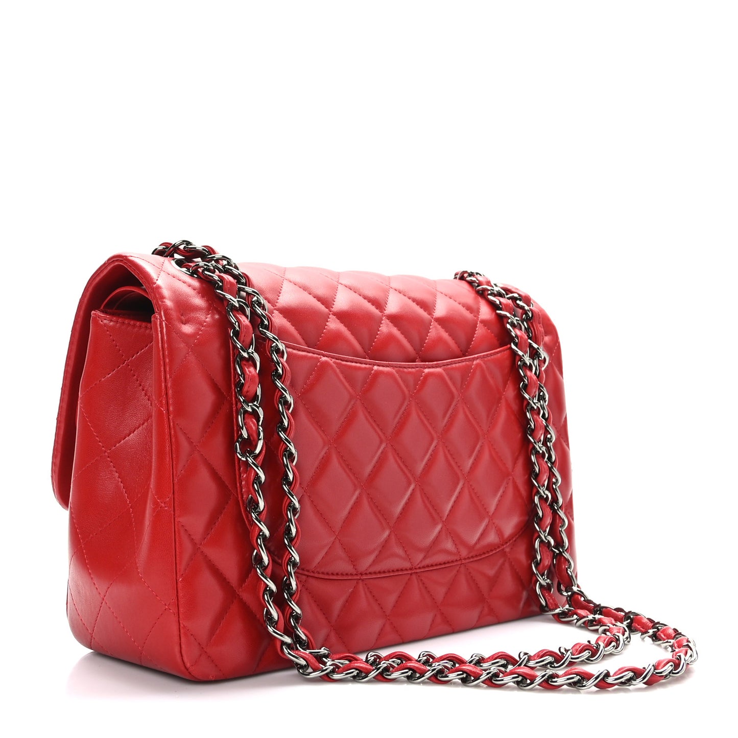 Lambskin Quilted Jumbo Double Flap Red