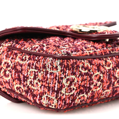 Gucci Tweed GG Monogram Mini GG Marmont Shoulder Bag Orange Red Multicolor 8 of 10