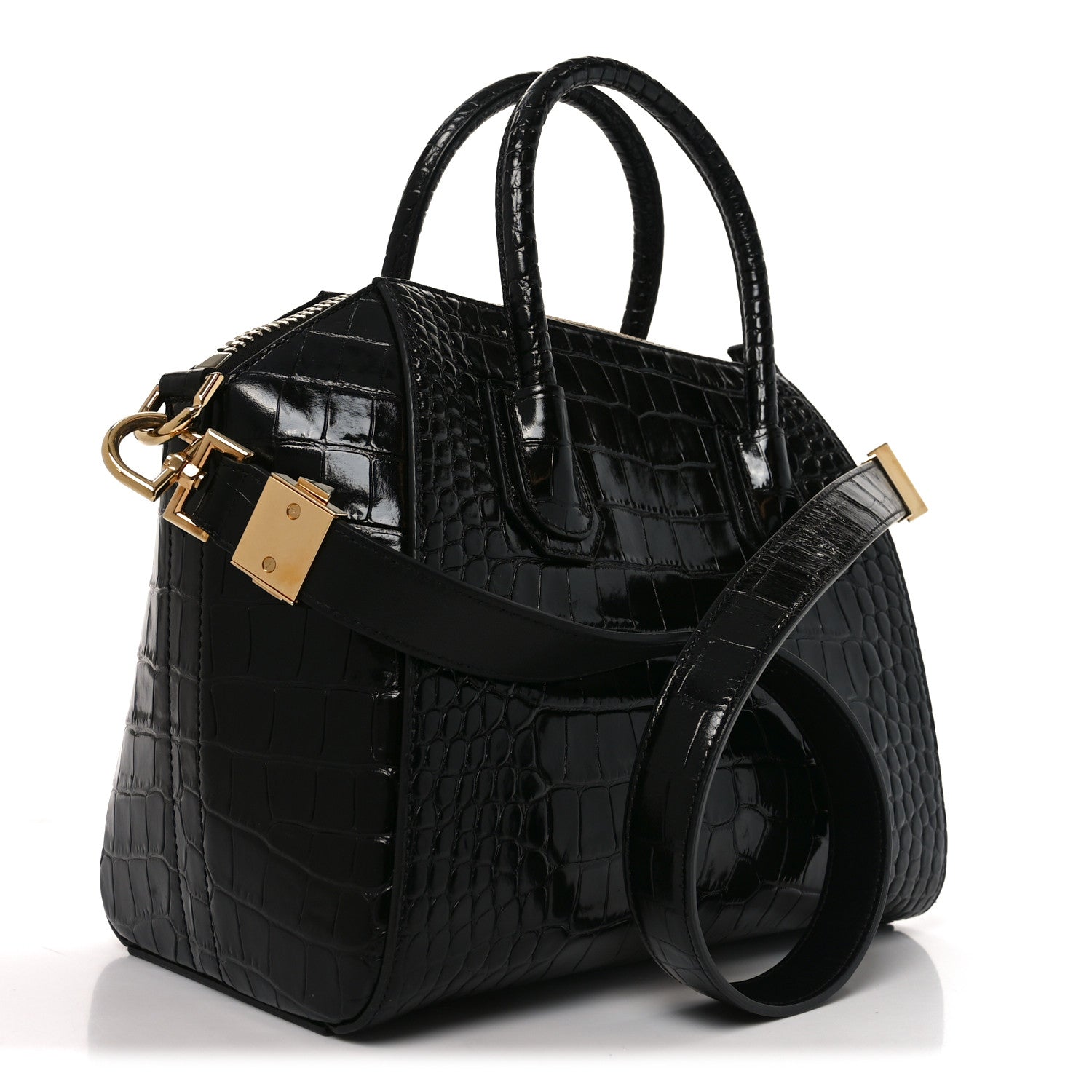 Givenchy Calfskin Crocodile Embossed Small Antigona Black 3 of 10
