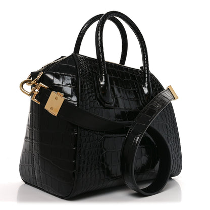 Givenchy Calfskin Crocodile Embossed Small Antigona Black 3 of 10
