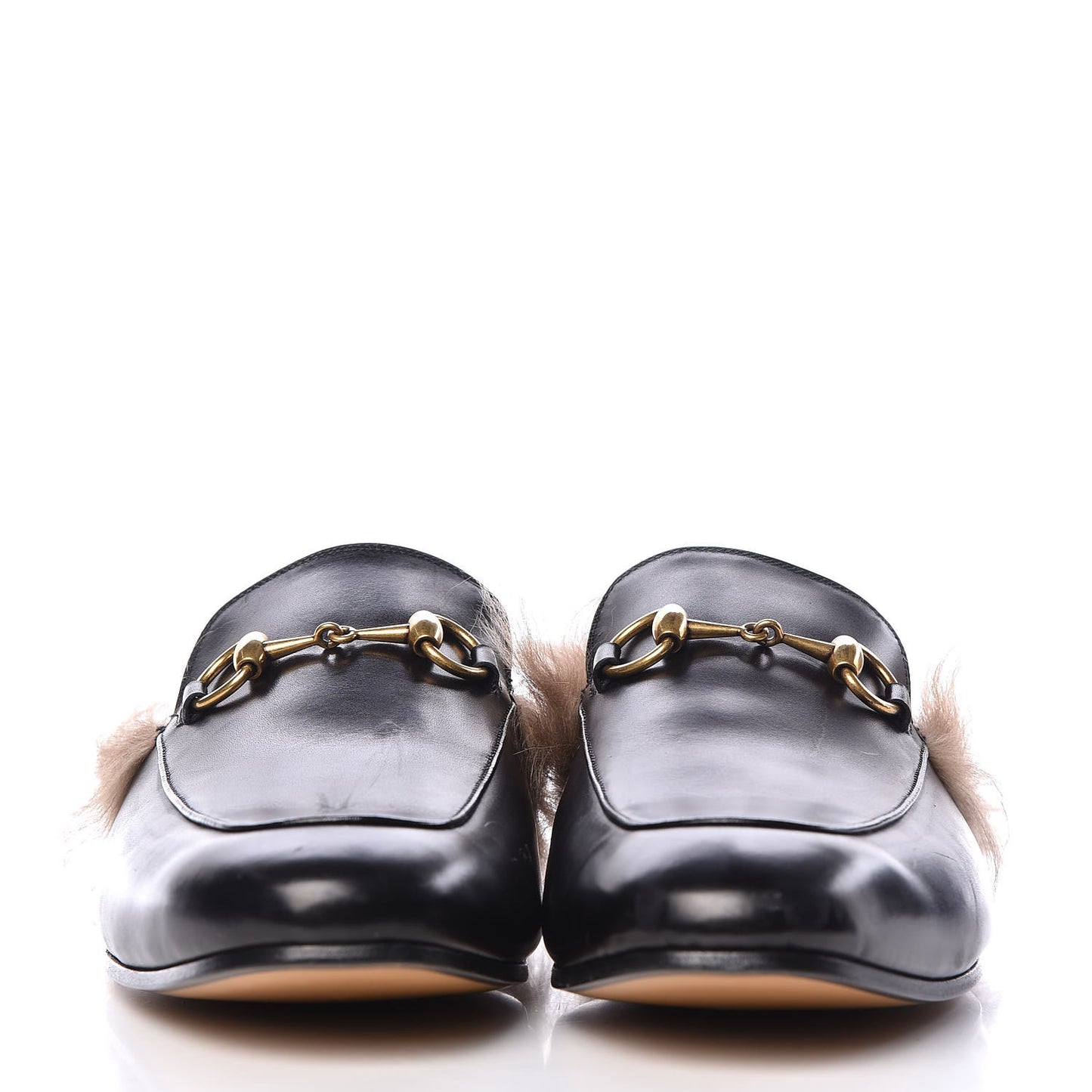 Calfskin Fur Mens Princetown Slippers 8 Black