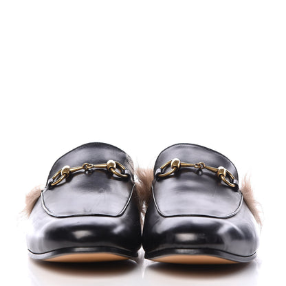 Gucci Calfskin Fur Mens Princetown Slippers 8 Black 3 of 12