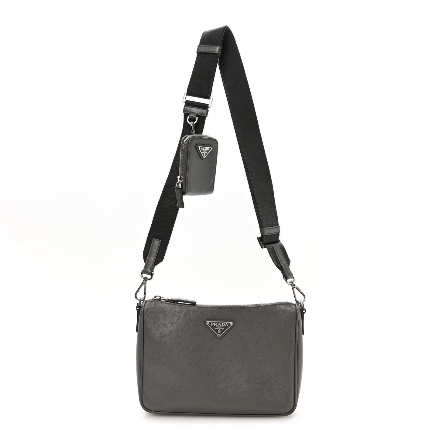 Saffiano Travel Pocket Zippered Shoulder Bag Marmo
