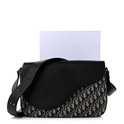 Christian Dior Grained Calfskin Oblique Large Saddle Messenger Black 12 of 12