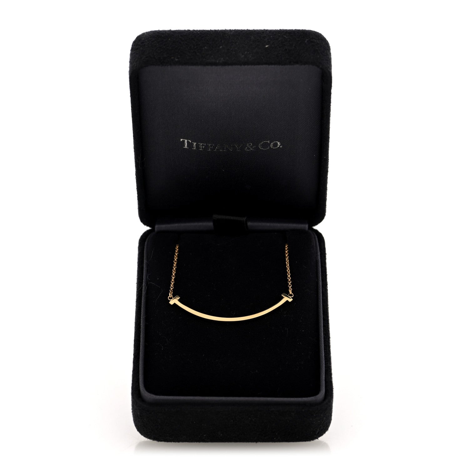 Tiffany 18K Yellow Gold Small T Smile Pendant Necklace 5 of 5