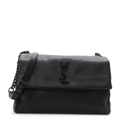 Saint Laurent Grain De Poudre Medium West Hollywood Monogram Fold-Over Black 1 of 11