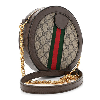 Gucci GG Supreme Monogram Web Mini Ophidia Round Shoulder Bag Brown 3 of 9
