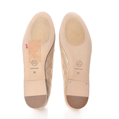 Chanel Lambskin Quilted Cap Toe Ballerina Flats 38 Beige 7 of 8