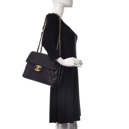 Chanel Lambskin Quilted XL Jumbo Single Flap Black 2 of 13