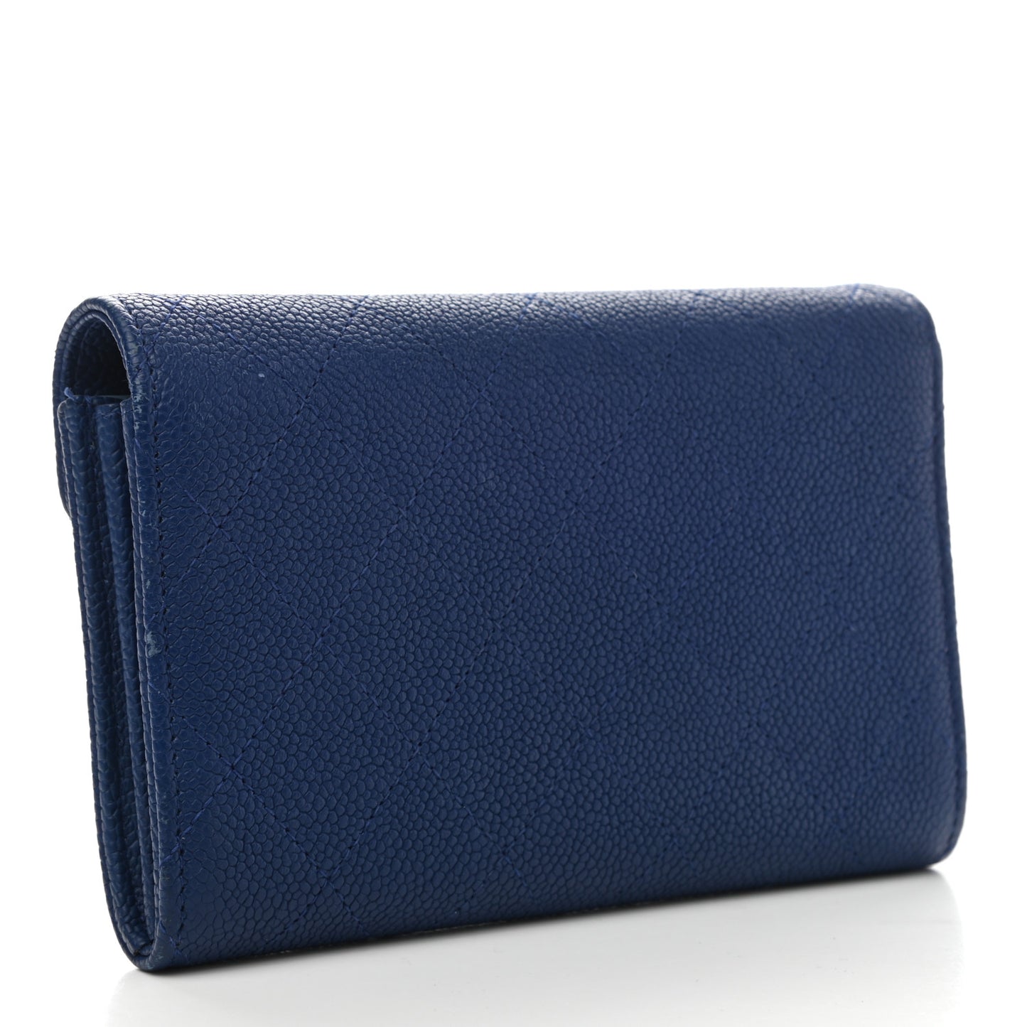 Caviar Quilted Medium CC Box Flap Wallet Blue