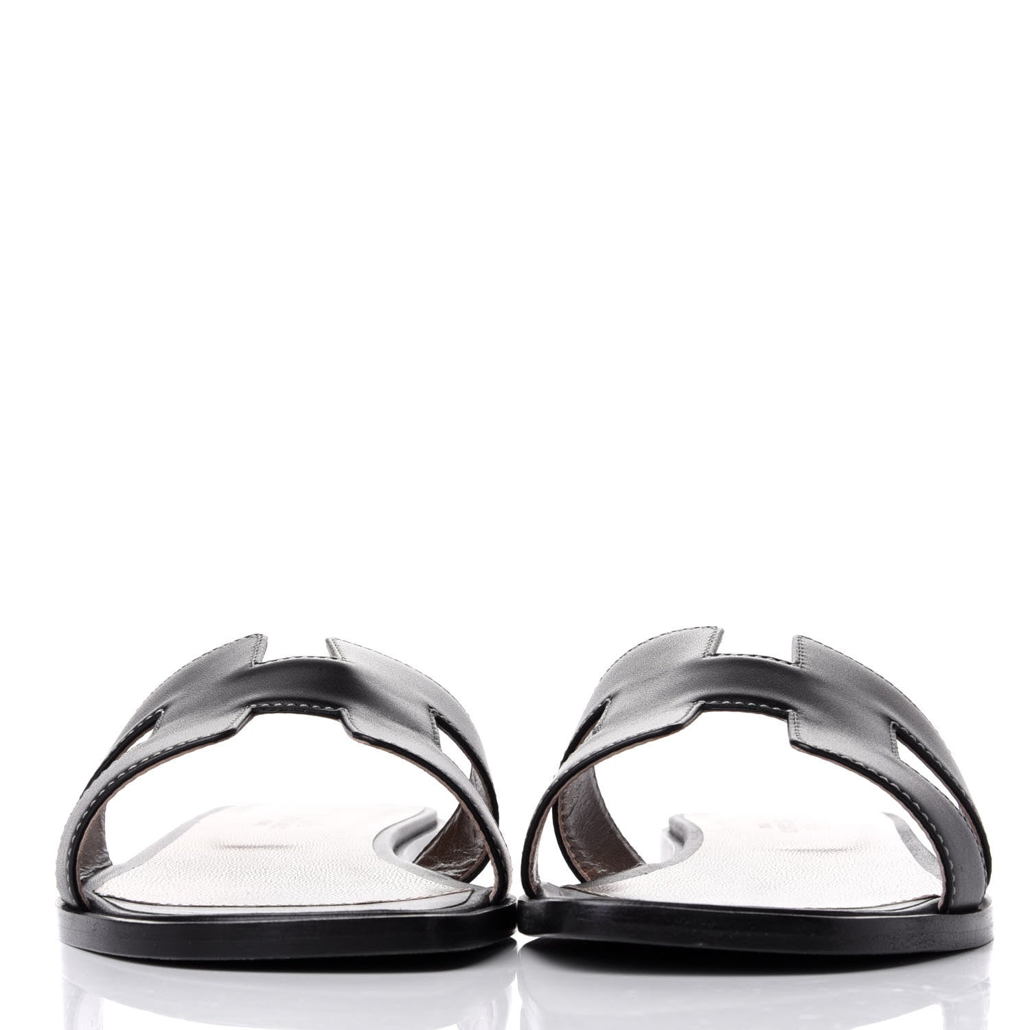 Hermes Box Calfskin Oran Sandals 38.5 Black 2 of 11