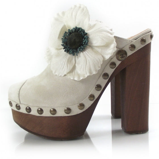 Suede Camellia Clogs 36