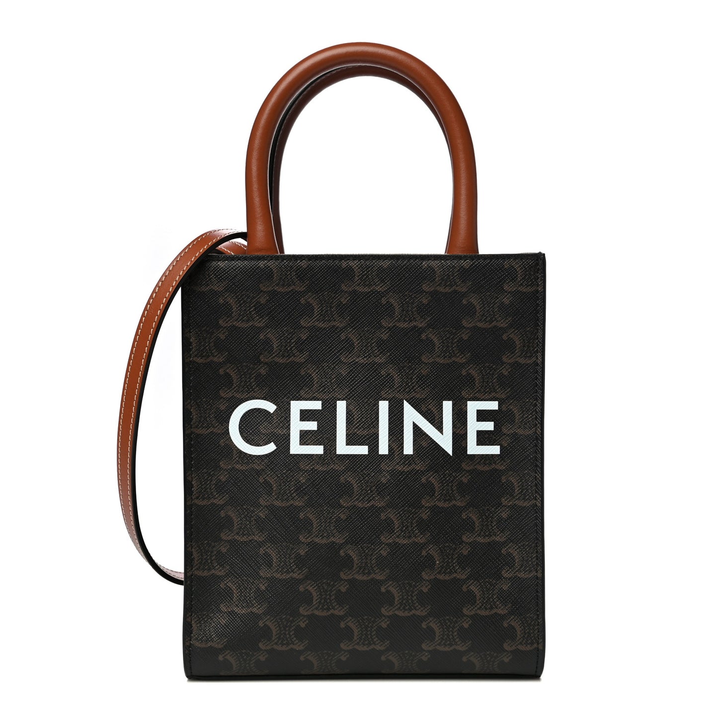 Triomphe Canvas Calfskin Mini Vertical Cabas Tan