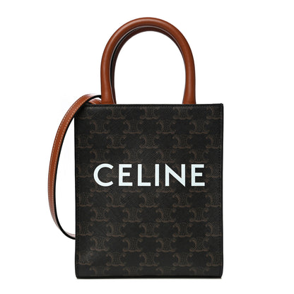 Celine Triomphe Canvas Calfskin Mini Vertical Cabas Tan 1 of 9