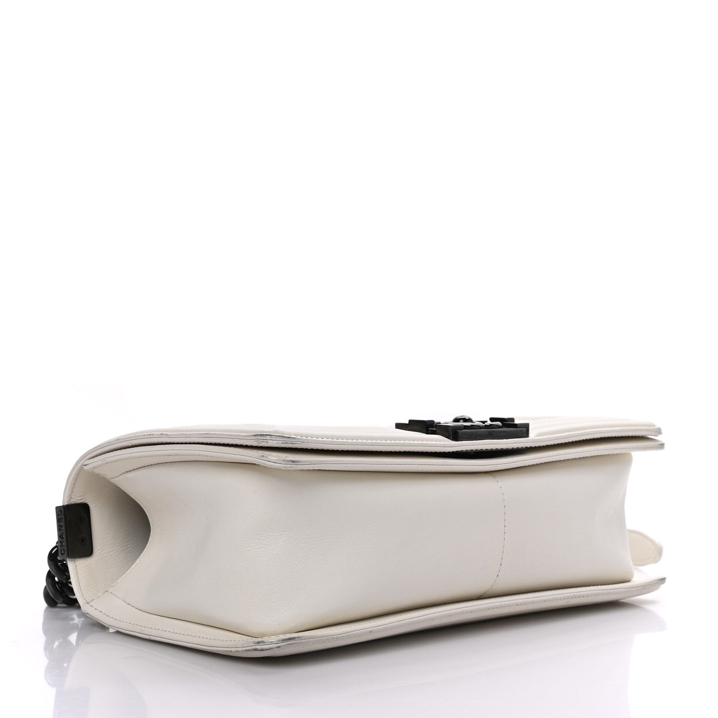 Calfskin Quilted Medium Boy Flap White