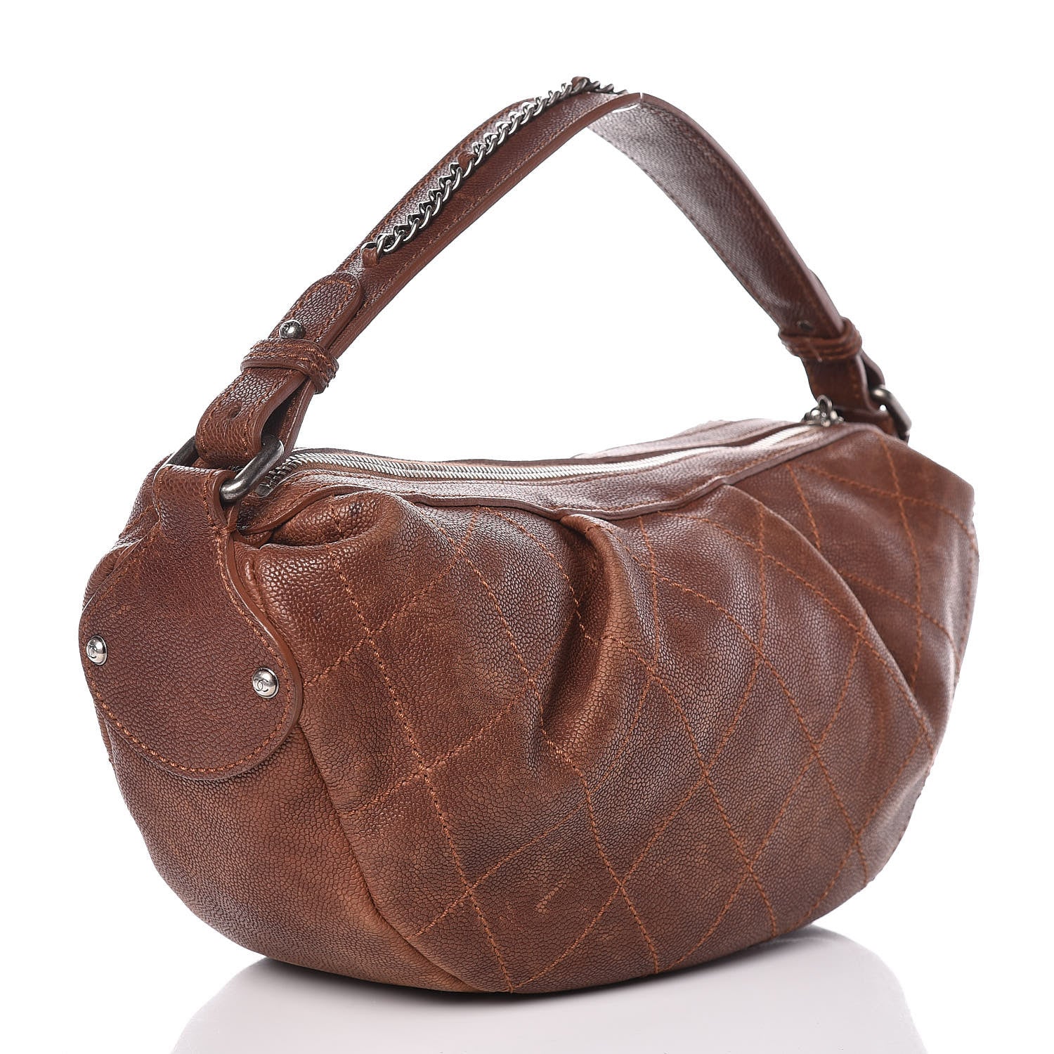 Chanel Distressed Caviar Outdoor Ligne Hobo Brown 3 of 18