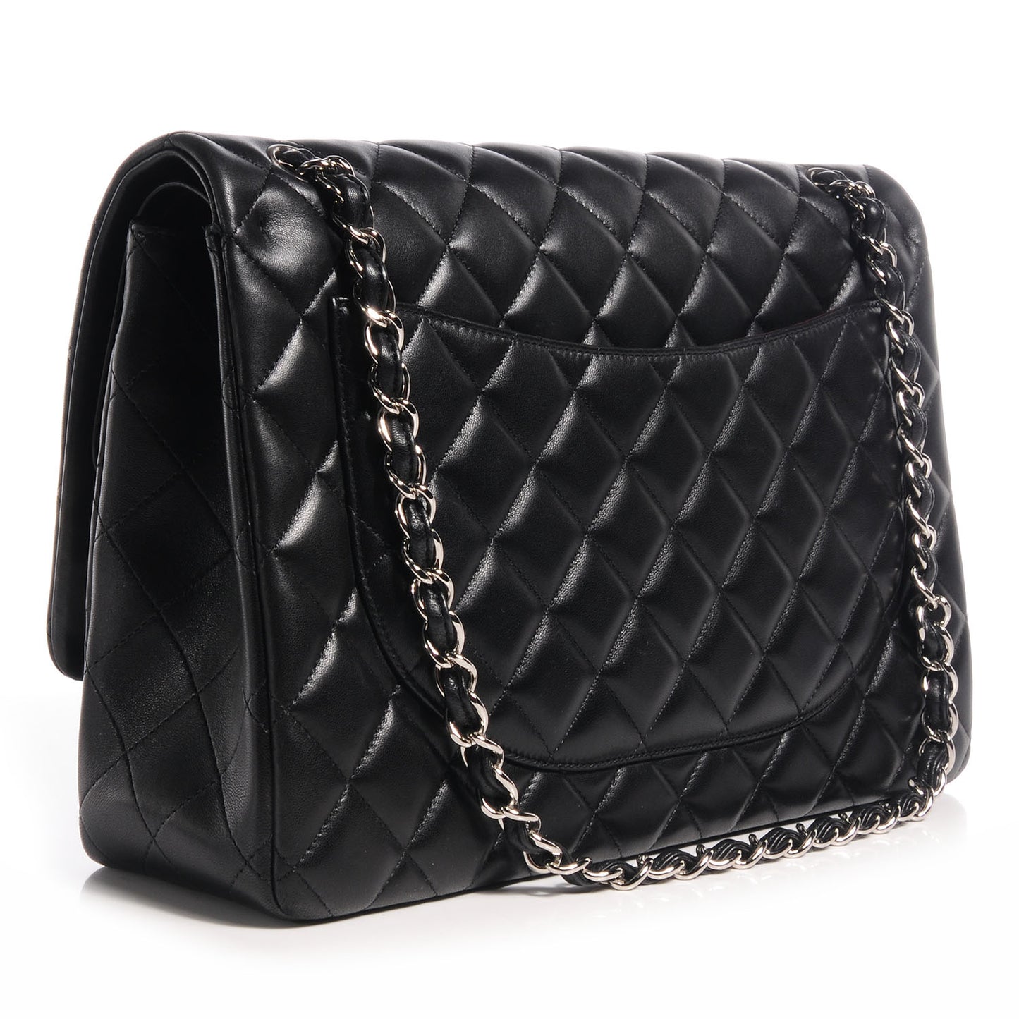 Lambskin Quilted Maxi Double Flap Black