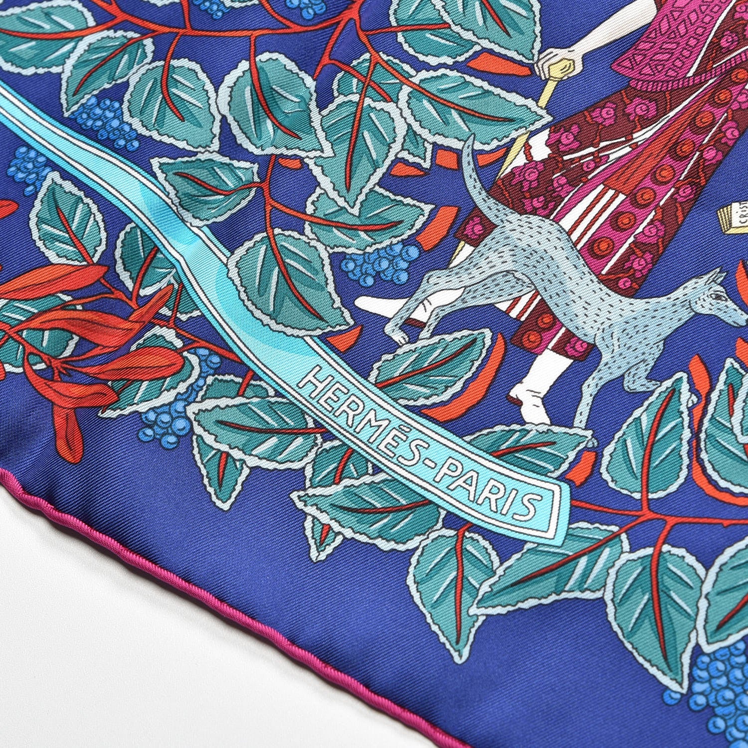 Hermes Silk La Promenade de Platon Scarf 90 Indigo Rouge Turquoise 4 of 7