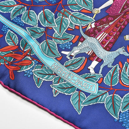 Hermes Silk La Promenade de Platon Scarf 90 Indigo Rouge Turquoise 4 of 7